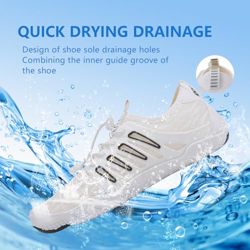 Image of SIOSNETA Hike Barefoot Shoes for Women Men, Breathable Non-Slip Athletic Footwear, Wide Toe Water Shoes for Hiking, Non-Slip Neuropathy Shoes for Women Men, Grounded Comfort wear White Black