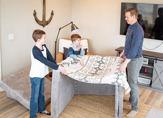 Miniatura 8 de Figgy - Sofá modular para niños, resistente al agua y certificado Oeko-TEX, fabricado en Estados Unidos con conexión de gancho y bucle pendiente de