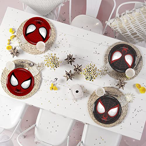 20 Pcs Spider Party Paper Plates, Black Spider Hero Theme Disposable Party Plates For Kids Birthday Party Supplies,2 Styles, 9 Inches #TOP5