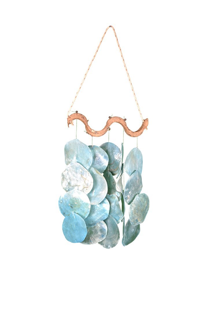 The Seashell Company Blue Placuna Wind Chime 10x14"