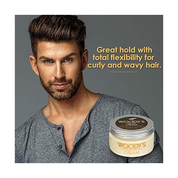 Woody's Styling Cream for Men, Flexible Styling Cream, Controls Curly and Wavy Hair, 3.4 oz. 2-Pack