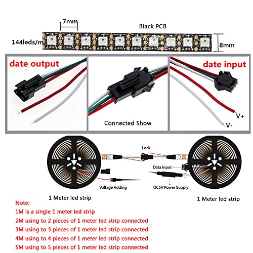 Tira LED RGB WS2812b 144 LEDs 1M IP65 Multicolor USB miniatura 2