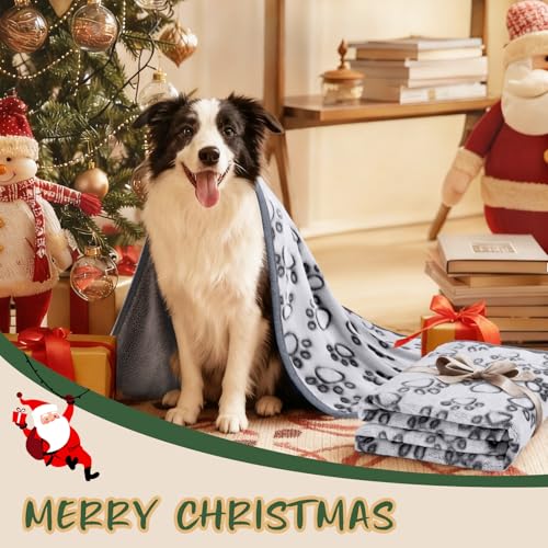Luciphia Premium Soft Dog Blanket for Small Medium Large Dogs Washable 300GSM Fluffy Warm Fleece Puppy Cat Paw Print Pet Flannel Grey Paw M(30"x20") - Image 5