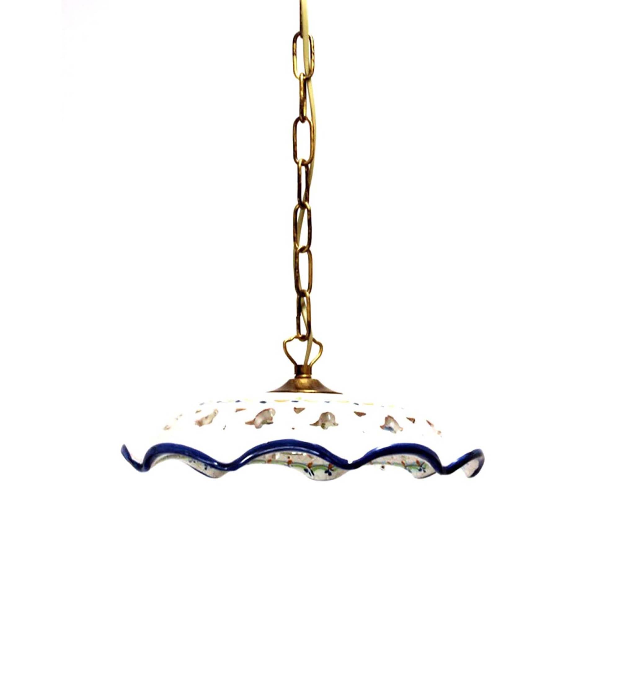 Lampadario rustico in ceramica siciliana 5 luci Coll. Fiore