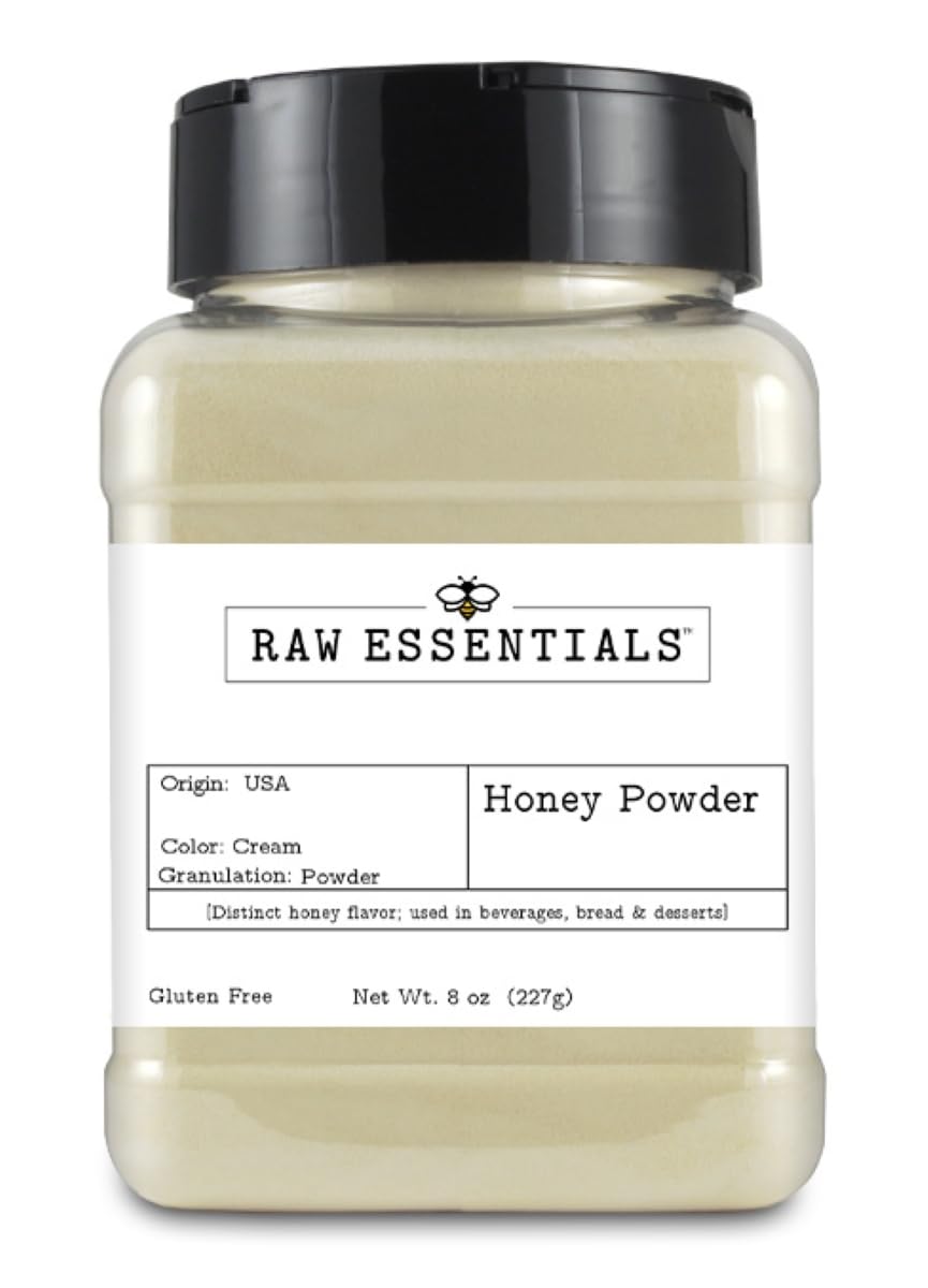 Raw Essentials Honey Powder - Distinct Honey Flavor - Used in Beverages, Bread and Desserts - 8 Ounce Container