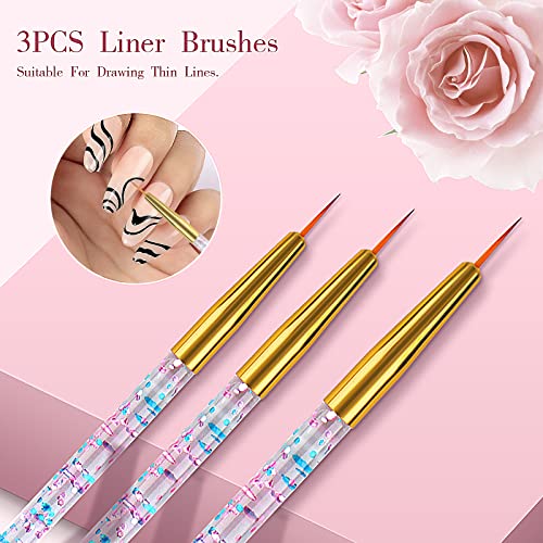 Voiluk 32Pcs Nail Art Brushes,Acrylic Nail Brush,Nail Brushes For Nail Art,Nail Art Dotting Tool Set,Nail Art Tool Set,Nail Art Liner Brush,Nail Dust Brush,Nail Drawing Pens For Beginners And Salon Home Use thumb #5