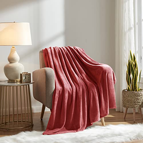 KMUSET Fleece Blanket Throw Size Coral Lightweight Super Soft Cozy Luxury Bed Blanket Microfiber