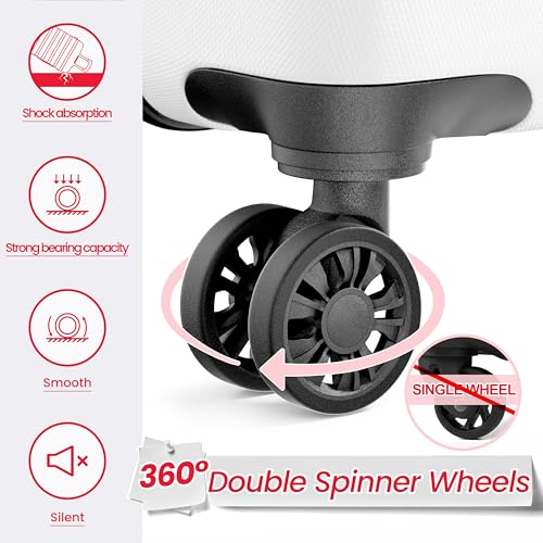 Image of AnyZip Luggage PC ABS Hardside Lightweight Suitcase with 4 Universal Wheels TSA Lock 20 24 28 Inch, White, 3 piece set (20 /24 /28), Fashion