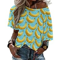 Material & Comfort: Made from 95% polyester + 5% spandex for a soft, lightly stretchy feel that stays comfortable for all-day wear; fits women's clothing and Cute Banana Print womens shirts essentials Size Range & Relaxed Fit: Available in S-2XL with...