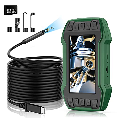WSRYFDC Borescope Digital Camera, 4.5 inch 1080P HD IPS Screen, IP67 Waterproof Snake Camera with 32GB TF Card, 6 LED Lights, Digital Video Handheld Endoscope (16.5ft)