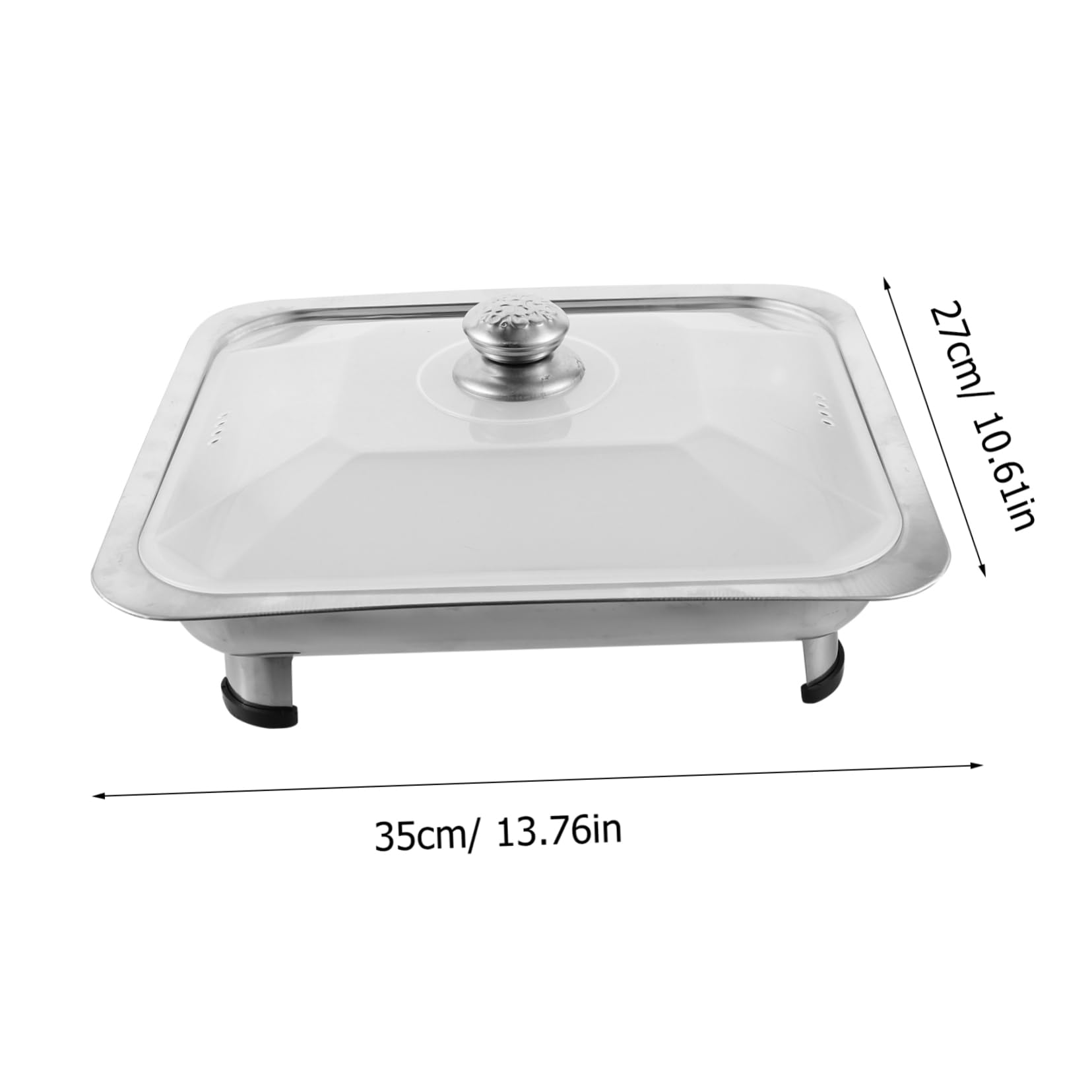 NAMOARLY Stainless Steel Dinner Plate Buffet Tray Roaster Pan with Lid Catering Chafer Warmer Buffet Food Holder Chafing Dish Buffet Plates Buffet Cake Plate Steam Table Pan Plastic Silver