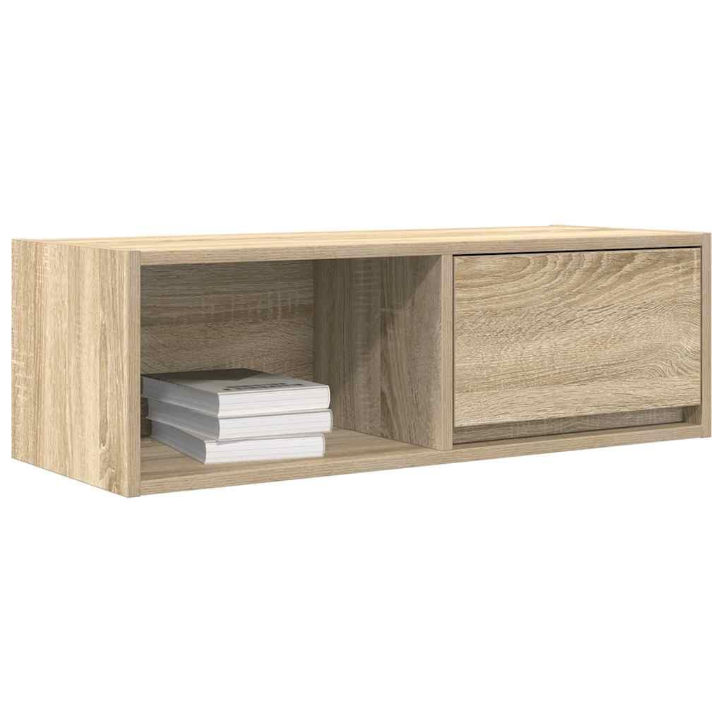 Szafki RTV 2 szt. Dąb Sonoma 80x31x25,5 cm Drewno klejone Wandmontage TV-Schrank Medienmöbel Set mit Schublade und Regal 60 kg Belastbar