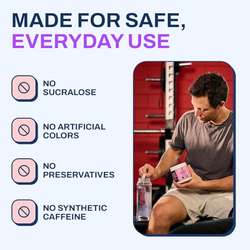 Image of Ethan's Feel Good Pre-Workout & Hydration Drink Mix, 200mg Plant-Based Caffeine, Electrolytes & Adaptogens, Vegan Organic - Concord Grape, 30 Servings