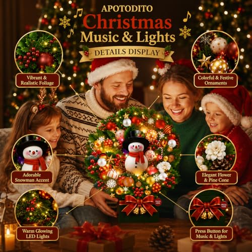 Image of APOTODITO Bouquet Christmas Cards with Lights and Music, Snowman Style