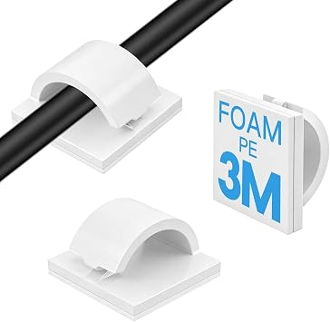 50Pcs Strong Adhesive Cable Clips, Small, Dash cam Clips, car Wire Clips,Cord Organizer Cable Management,Cord Holder for Under Desk TV wall nightstand Office Home
