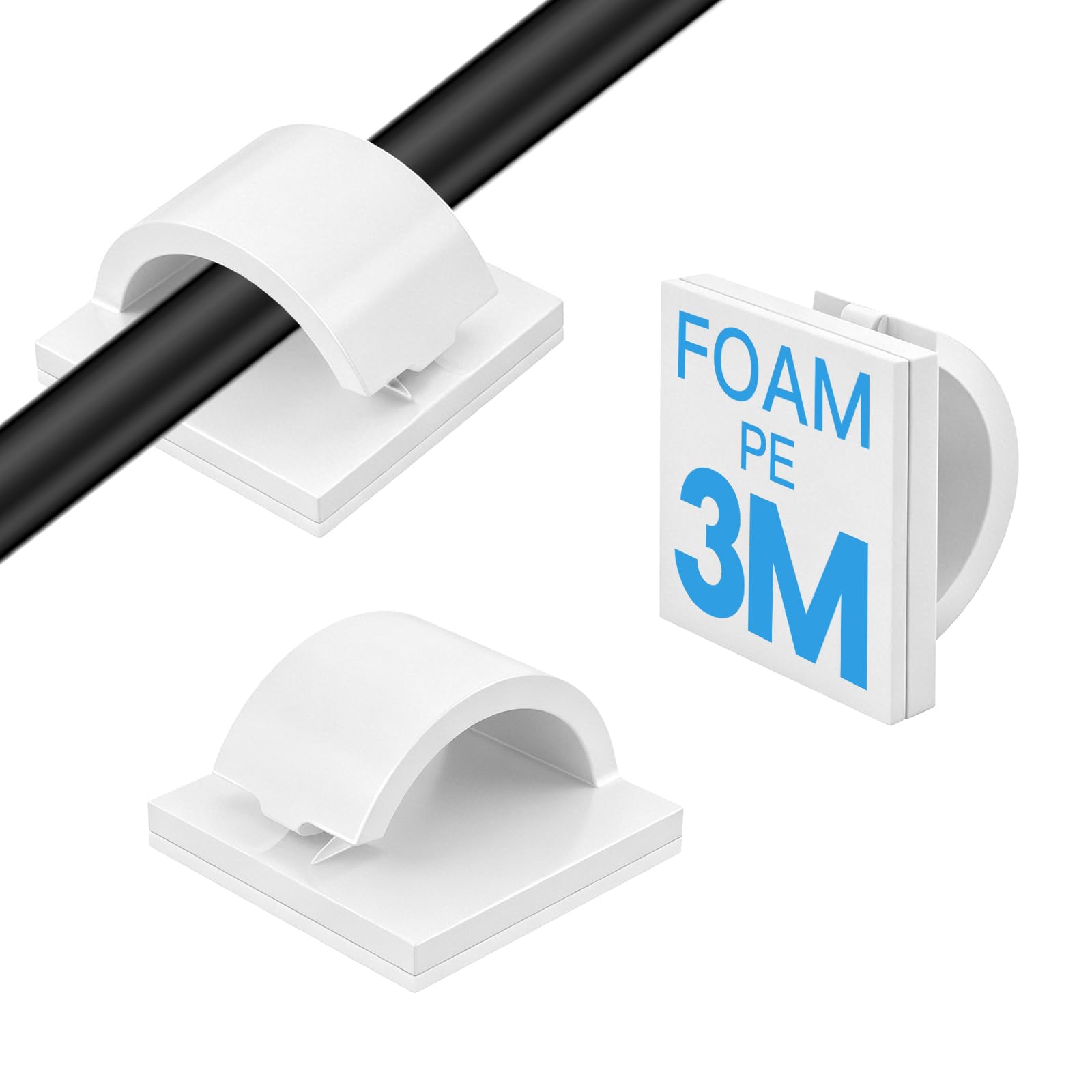 50Pcs Strong Adhesive Cable Clips, Small, Dash cam Clips, car Wire Clips,Cord Organizer Cable Management,Cord Holder for Under Desk TV wall nightstand Office Home