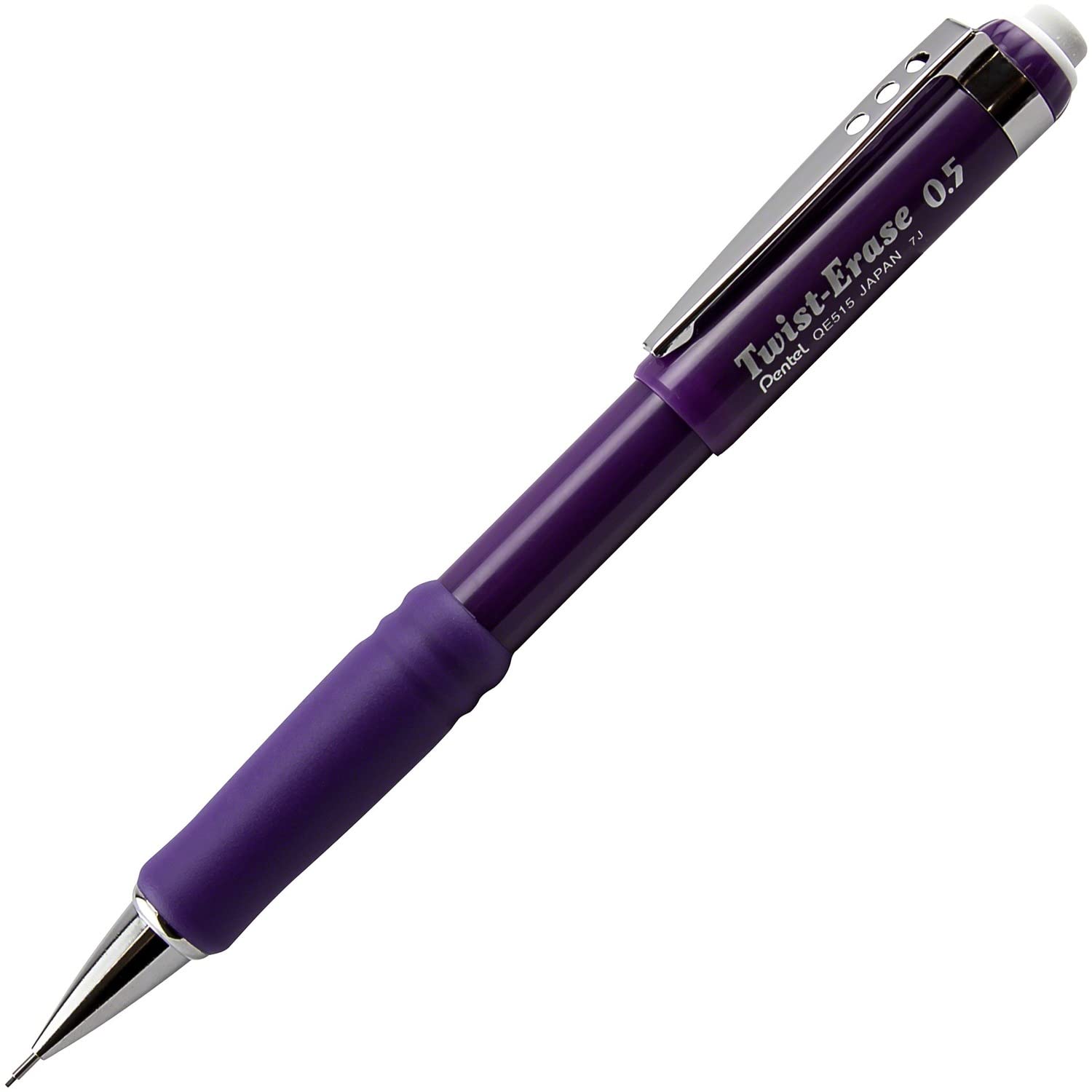 Pentel Automatic Pencil with Twist Eraser, 0.5 mm, Violet Barrel (QE515V)