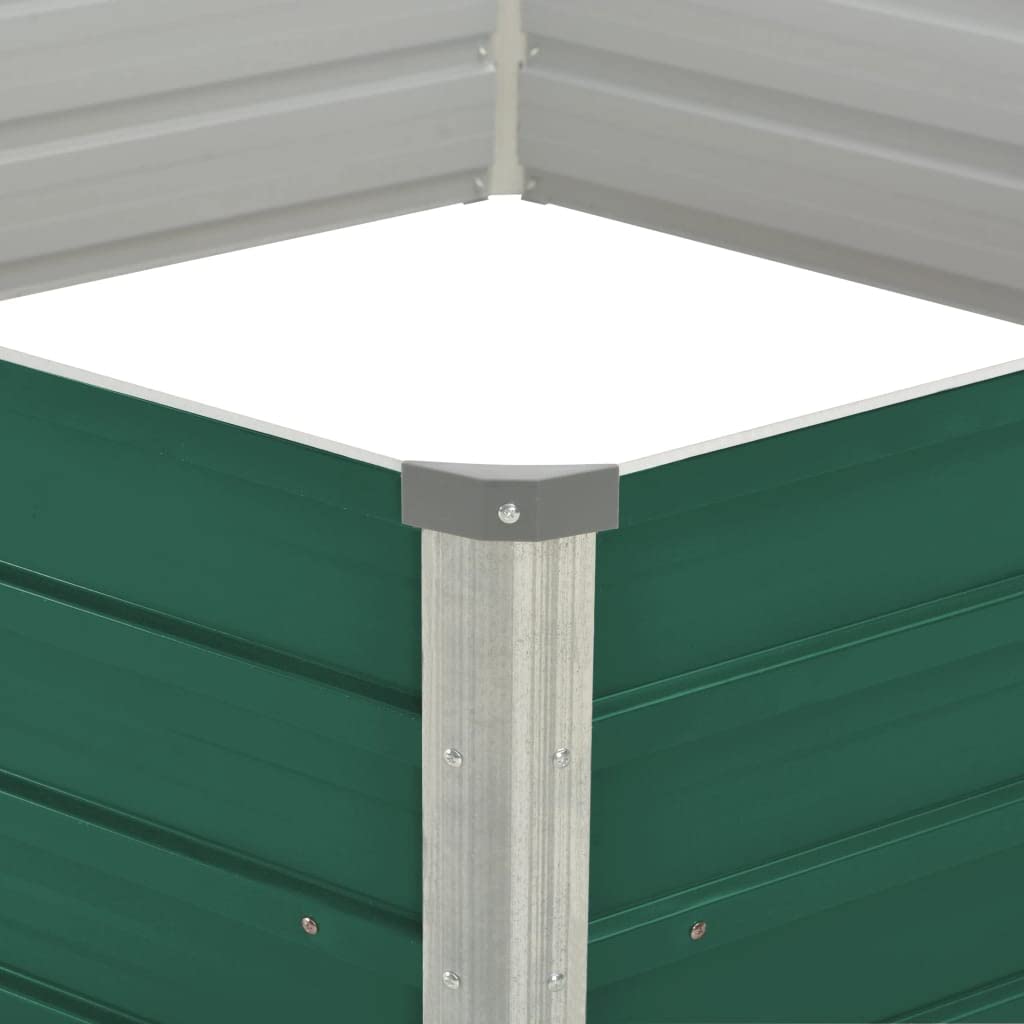 Bancal de acero galvanizado 129 x 129 x 45 cm verde con suelo abierto para un drenaje óptimo y estabilidad robusta