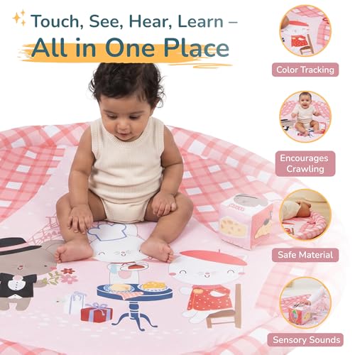 Image of Tidy Sleep Baby Play Mat | Activity Play Mat with 1 Dice Cube Toys, | Foldable & Travel-Friendly (Bestie Bonjour)