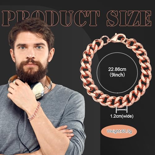 Tondiamo Copper Bracelet for Men Valentine Jewelry Gift 1 Unit Men's Solid Copper Link Pure Bracelets for Women Health Jewelry Gift2