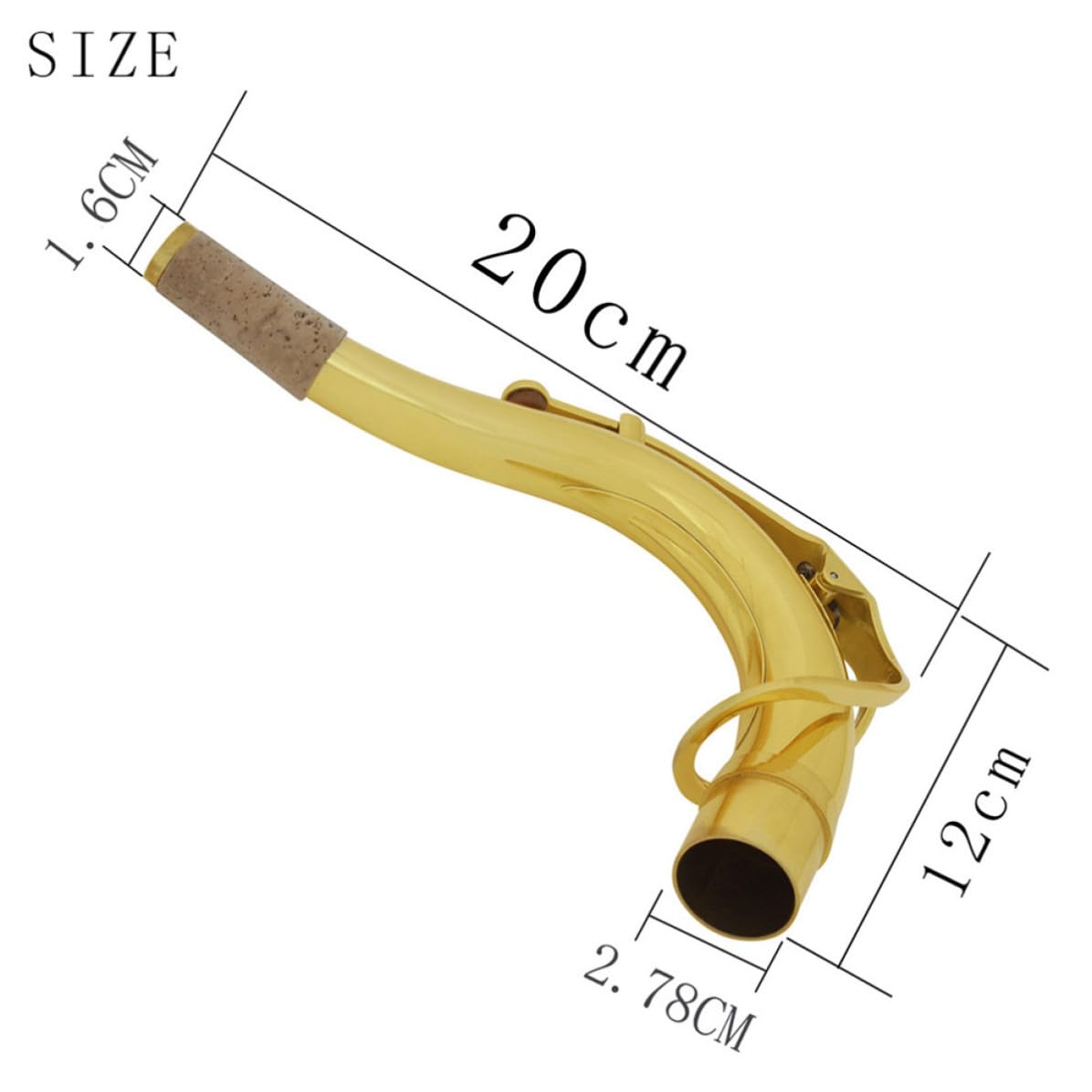 Collo per Sassofono Tenore Curvo 27, 5mm in Ottone Argentato | Ricambio per Sax Tenore, Finitura Oro, Resistenza All’usura e Minore Deformazione, Posizione Comoda