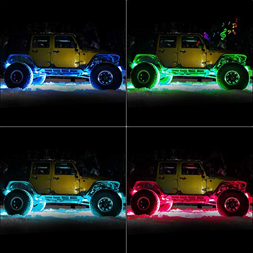Winunite RGBW LED Rock Lights-(Metal Material) 4 Pods W1 Curved Multicolor Neon Underglow Waterproof Music Lighting Kit with APP & RF Control Compatible with Jeep Off Road Truck Car ATV SUV Motorcycle - Thumbnail 7