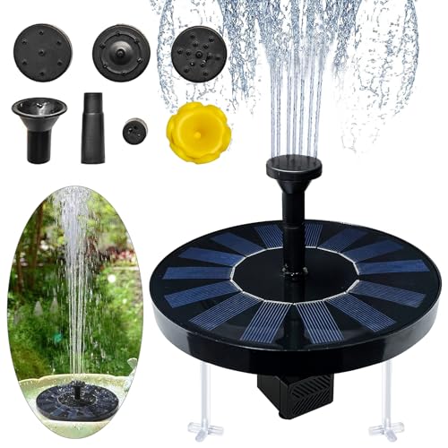 Springbrunnen Solar Garten, Solarspringbrunnen Aussen, Solarbrunnen für Draussen, Solar Teichpumpe Schwimmender und Stützfüße Springbrunnenpumpe Solar Wasserpumpe Fontäne Brunnen für Vogeltränke Teich