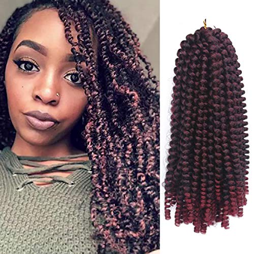 Eerya Afro Spring Twist Crochet Braids 3 Pack Bomb Mini Passion Twists Crochet Hair Ombre Colors Synthetic Jamaican Bounce Short Fluffy Hair Extension 8Inch (BUG#)