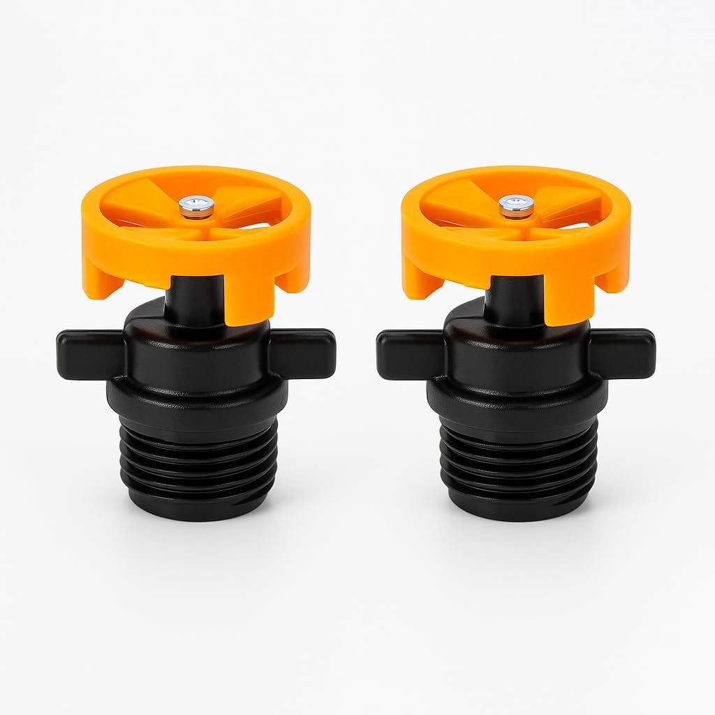 Orange Adjustable 0°–360° Pop-Up Sprinkler Heads (2-Pack) — 12 ft Radius Variable Arc Nozzles, Compatible with Most Pop-Up Sprinkler Bodies for Lawn & Garden Irrigation