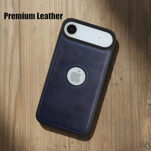Image of Leather Case for Apple iPhone 17 Air Premium Protective Stylish Slim Cover with Shockproof Raised Edges Blue
