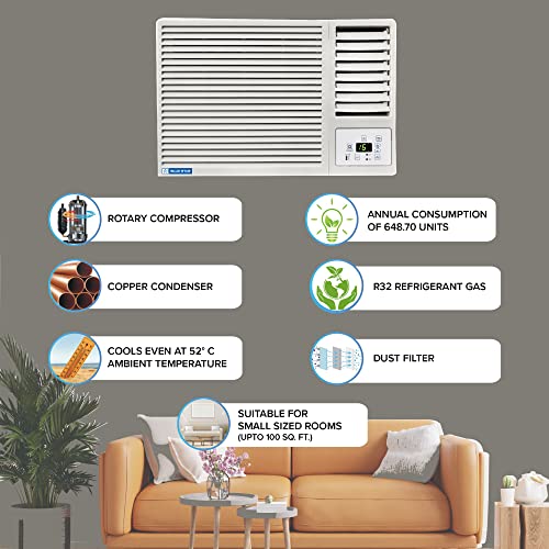 Image of Blue Star 0.8 Ton 3 Star Fixed Speed Window AC (Copper, Turbo Cool, Humidity Control, Hydrophilic Blue Fins, Dust Filters, Self-Diagnosis, WFA309GN, White), Free 1 Year Extended warranty
