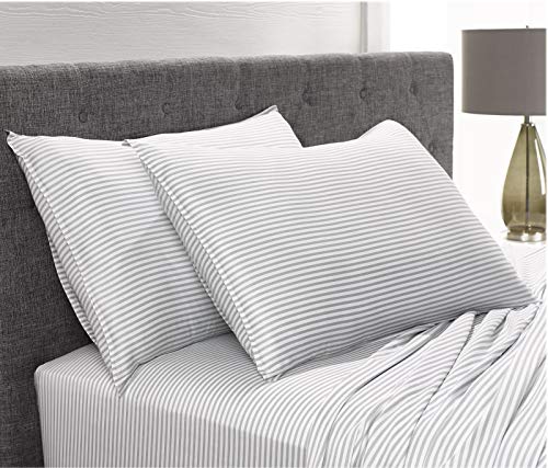 Image of Pure Bamboo Full Sheets, Genuine 100% Organic Viscose Derived from Bamboo Bed Sheet Set, Luxuriously Soft & Cooling, Double Stitching, 2 Year Quality Promise (Full, Stripes)