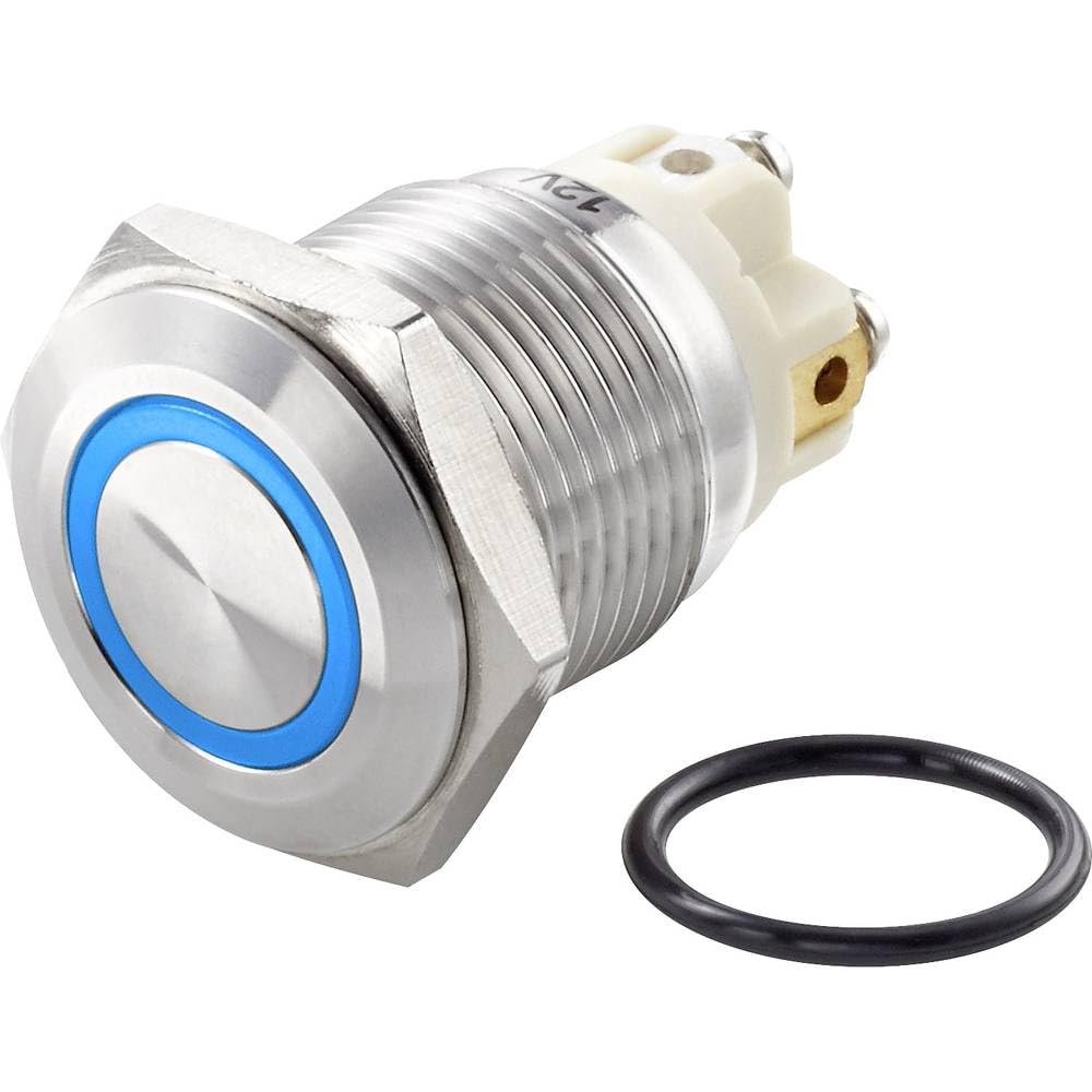 TRU COMPONENTS TC-7494696 TC-GQ16F-10E/L/B/12V/S Pulsante antivandalo 48 V/DC 2 A 1x Off / (On) Momentaneo Blu IP65 1 p