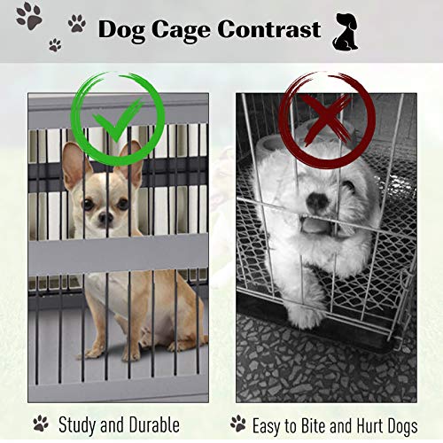 PawHut Dog Crate Furniture Decorative Cage Kennel with Strong Construction Materials & a Classic Americana Style, Grey - Image 4