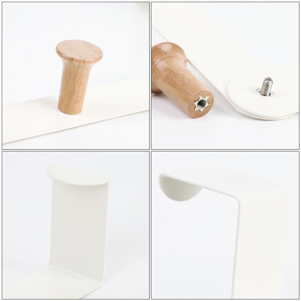 GmeDhc 5 Wooden Hooks Door Hook for Hanging Towel Holder, Clothes Hook, Bathrooms, Bedrooms, Kitchens, White (White) - Image 3