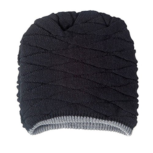 Tinksky forrado grosso malha cranio bone inverno quente desleixado gorro chapeu (Wollen Navy Black)