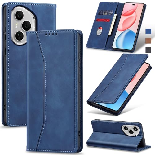 Image of Jasonyu Cover for Honor 400 Pro Flip PU Leather Case, Book Wallet Cover, Stand Function, Magnetic, Card Slots, TPU Bumper Case (Blue)