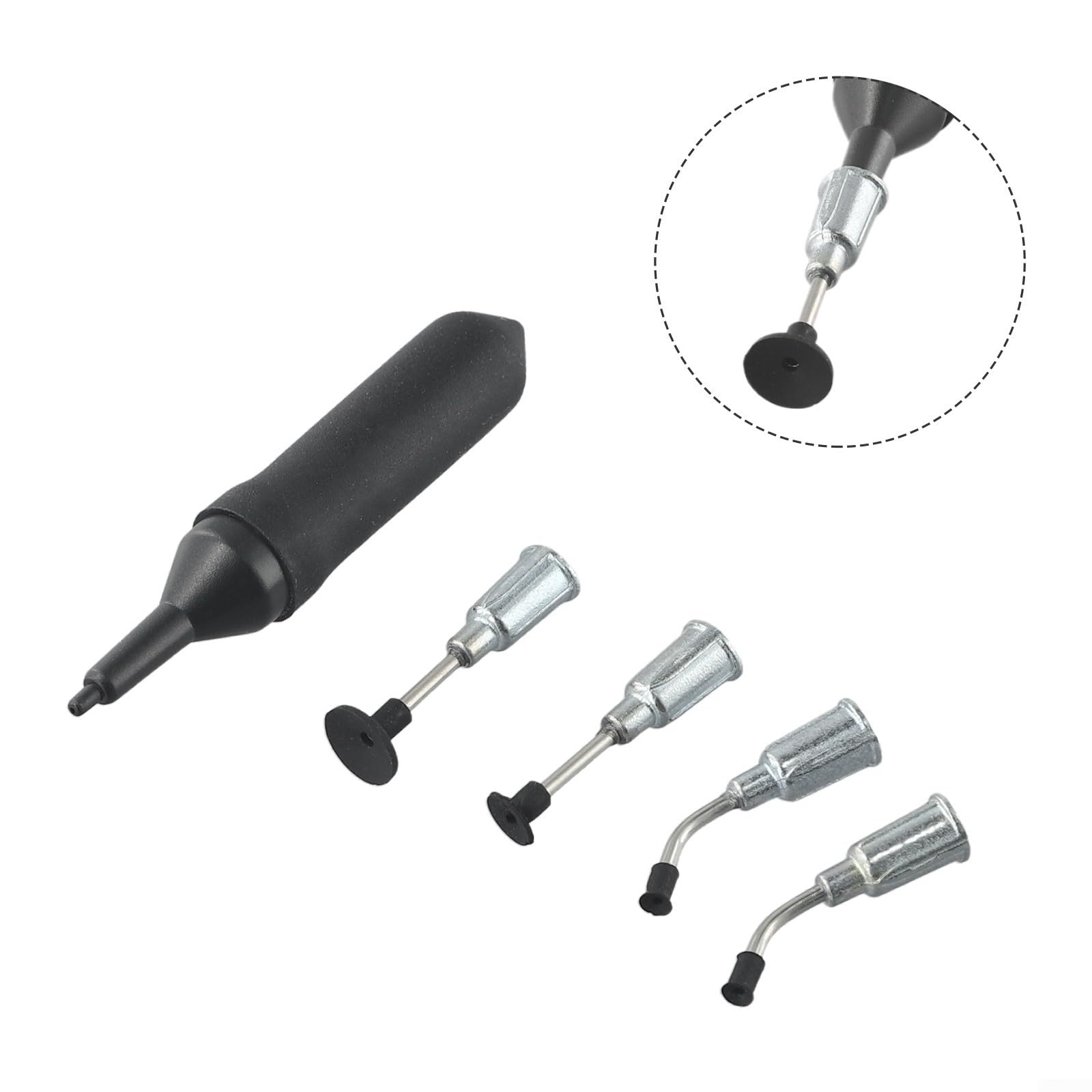 Kit penna sottovuoto con 4 ventose per pinzette IC dissaldanti, corpo in gomma antistatica 90 mm, set da 5 pezzi per componenti elettronici e piccoli