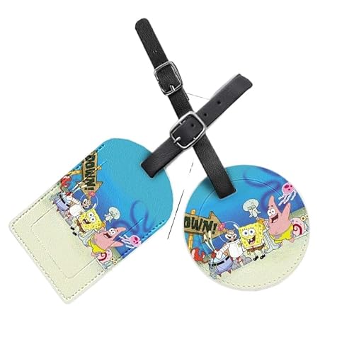スポンジ・ボブ 荷物タグ ネームタグ ラゲージタグ ラゲッジタグ 荷物ラベル バッグタグ スーツケースタグ ネームラベル スーツケース バッグ用 名刺ホルダー 出張用タグ ラベルカード 旅行用品 出張,3