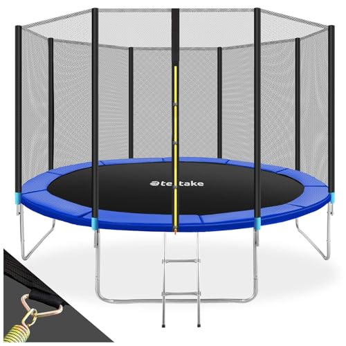 tectake® Trampolino Elastico da Giardino con Rete di Sicurezza e Scaletta, Trampolino Fitness, Sport e Tempo Libero, per Adulti e Bambini - Ø 366 cm