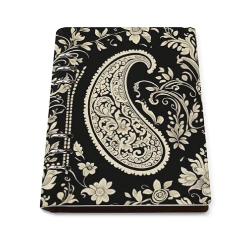 Carnet de notes A5 rechargeable cuir motif cachemire noir et blanc organiseur quotidien affaires