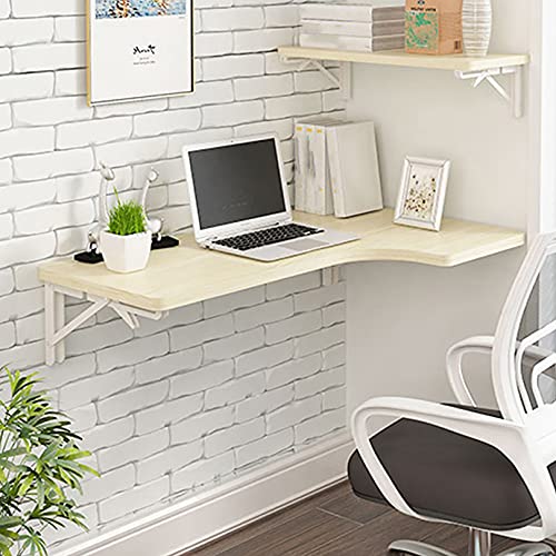Mesa esquinera plegable tipo L para montar en la pared, banco de trabajo multifunción para oficina en casa, color blanco