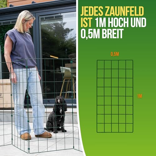 Conka Pets – Maschendraht - Hundezaun: 1 m hoch, springsicher, geeignet für alle Hundegrößen. Leicht, faltbar, mobil – schließt Öffnungen bis 1,5m