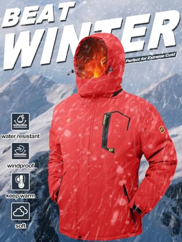 Image of QPNGRP Mens Waterproof Fleece Ski Jacket Windproof Winter Snow Coat