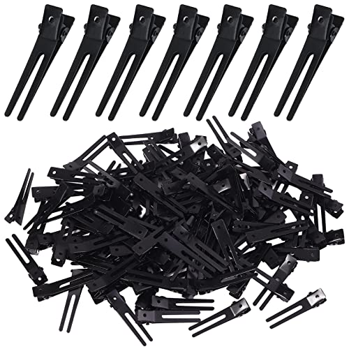 choicbaby 120pcs Double Prong Curl Clips 1.8 Stainless Steel Hair Clips for Hair Bow Great Pin Curl Clip Hair Salon Barber (Black 1.8 inches 4.5 cm)
