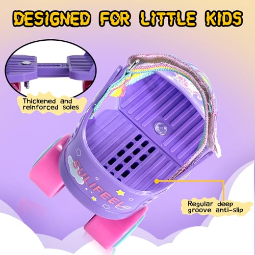 SULIFEEL Kids Adjustable Quad Roller Skates,Toddler Beginner Roller Skates for Gilrs and Boys Age 2-5 Years Old Unicorn Purple by SULIFEEL - Image 4