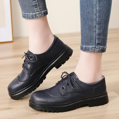 Image of Women's Oxford Shoes Classic Brogue-Style Platform Casual School Dress Shoes