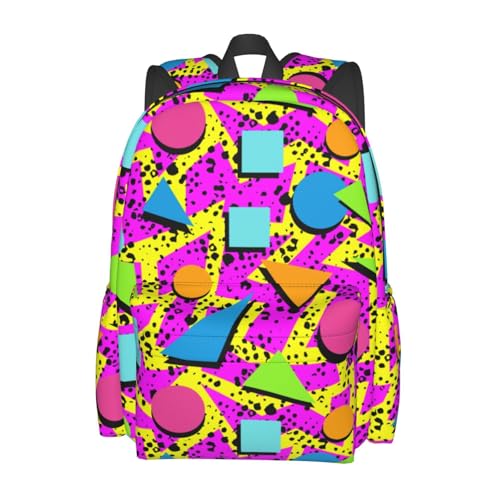 famliihw Mochila para laptop, mochila multiuso para homens, mulheres, viagens, trilhas, Retrô anos 80 e 90, Medium, Retrô anos 80 e 90