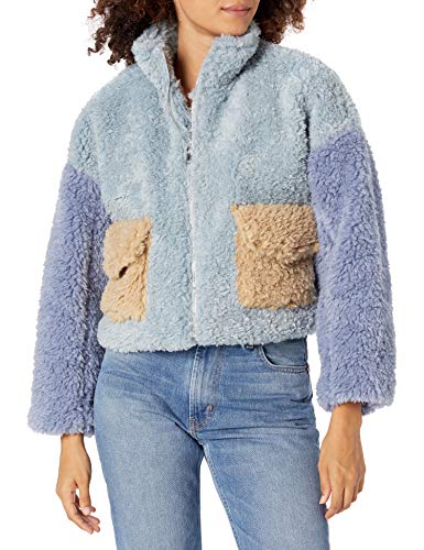 KENDALL + KYLIE Women's Sherpa Front Zipped Utility Jacket, Ice Multi, Medium