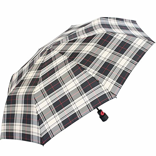 Preisvergleich Produktbild Knirps Regenschirm Fiber T1 Automatik - Sturmsicher Karo schwarz weiß
